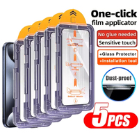 5PCS Premium Tempered Glass For iPhone 17 16 15 14 13 12 11 Pro Max Plus XR XS One-click Dust free Installation Screen Protector