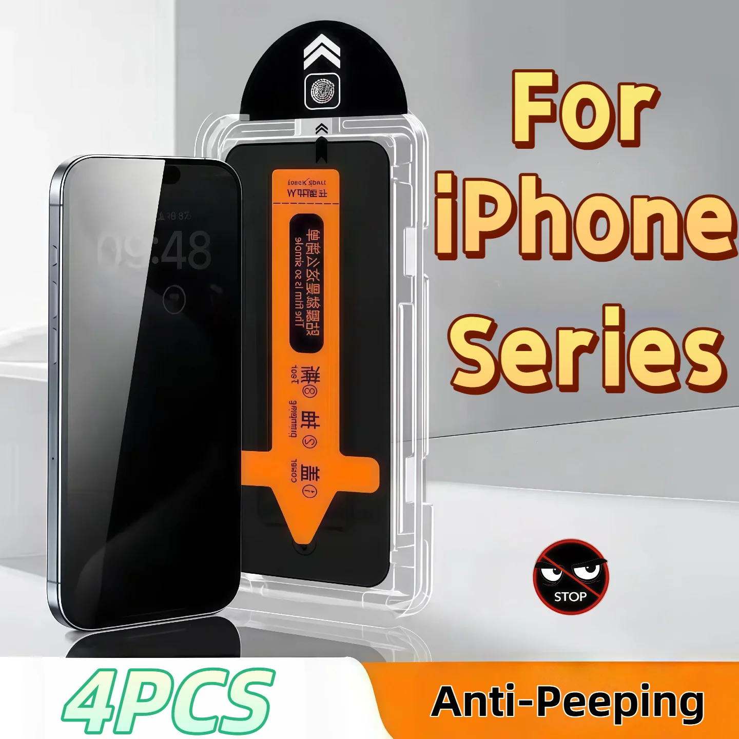 

4Pcs Pack Anti-Peeping Tempered Glass Screen Protector for iPhone17 16 15 14 13 12 X Series with Privacy Protection Feature