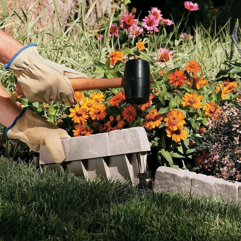 

8pcs Faux Retaining Wall Brick Landscape Edging Easy Install Weather Resistant Long Lasting Stone Like Blocks For Garden