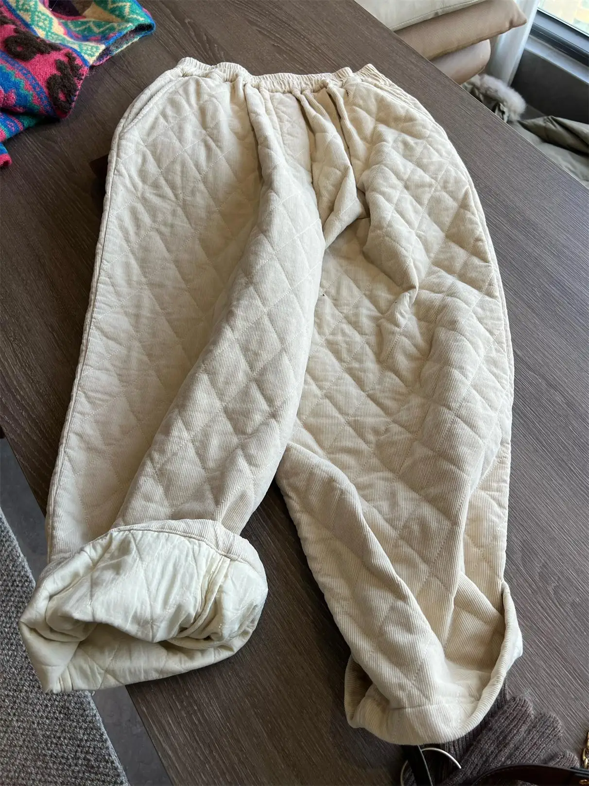 Laid-ba Oversized katoenen fluwelen lange broek Casual Veelzijdig Diamond id Katoenwortelbroek Woon-werkverkeer Sle Winter Thiened