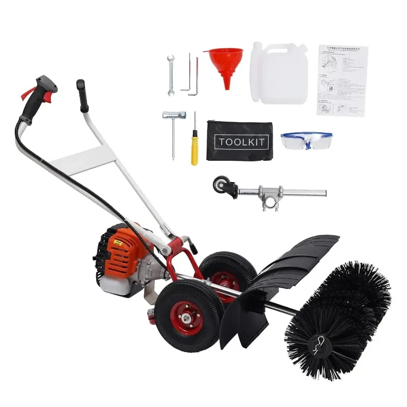 52cc Gas Powered Walk Behind Snow Sweeper, 2.5HP 2-Stroke Folding Snow Blower with 20-Inch Brush, Driveway Turf, Customized