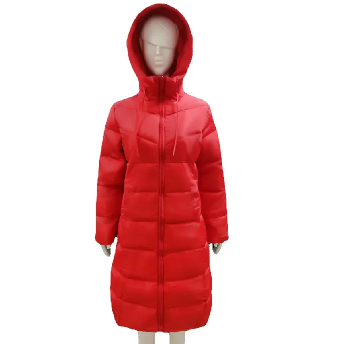 Novo casacos com capuz feminino médio longo fino ajuste para baixo parkas inverno quente sólido casual casaco com zíper elegante outwear jaquetas de outono