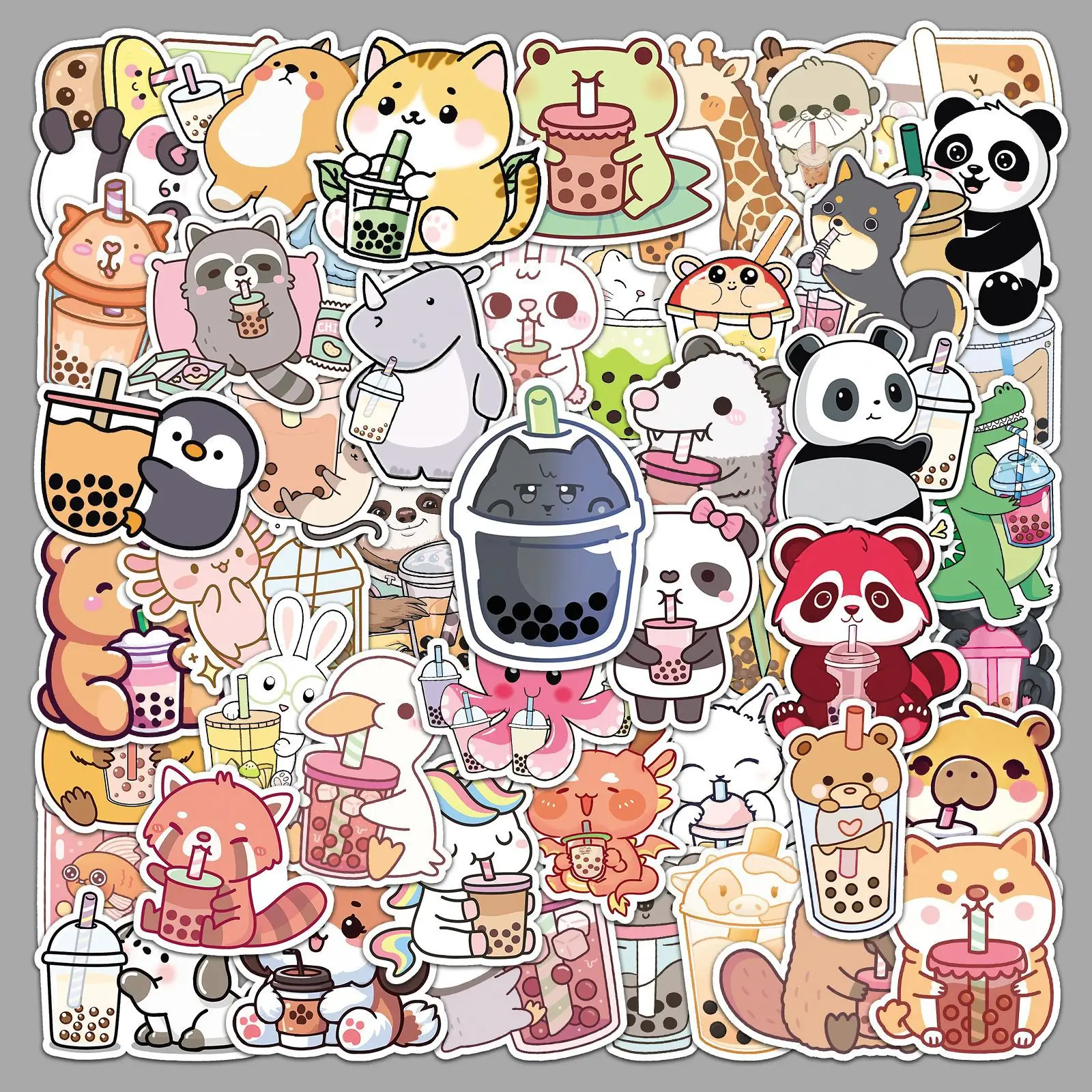 

10/30/50Pcs New Pet Milk Tea Graffiti Stickers Personalized Cartoon Cute Animal Decoration Stickers DIY Guitar Skateboard