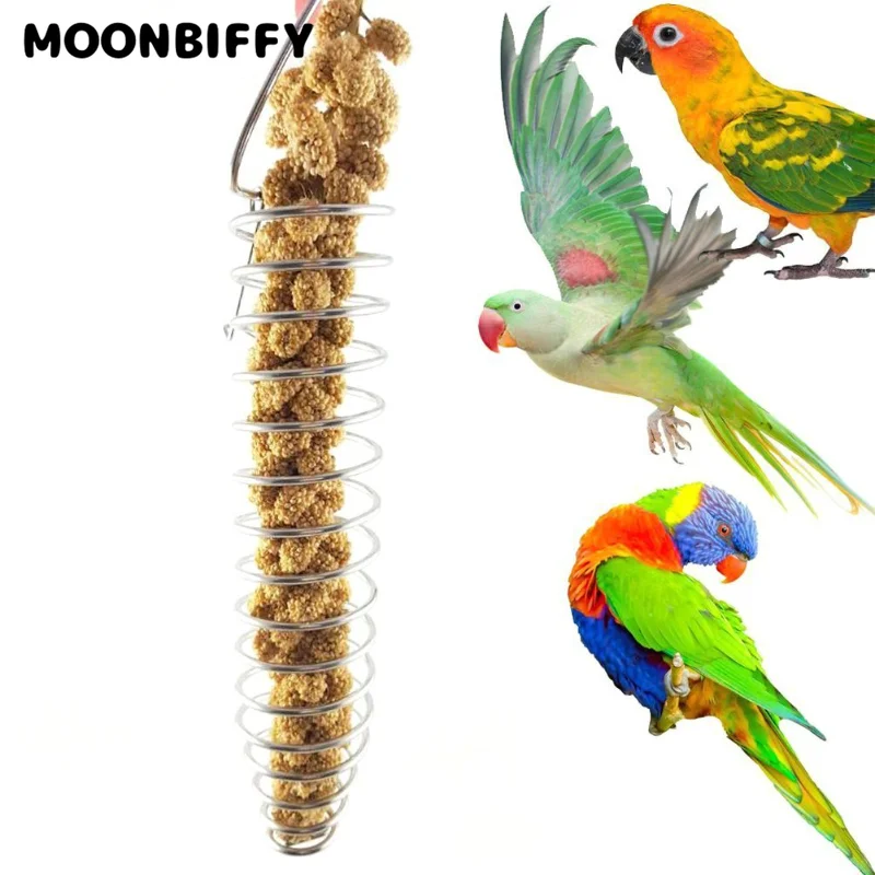 Stainless Steel Bird Feeder Fruit Vegetable Basket Holder Feeding Device Container Bird Training Toy New Pet Supplies Kuş Bezi