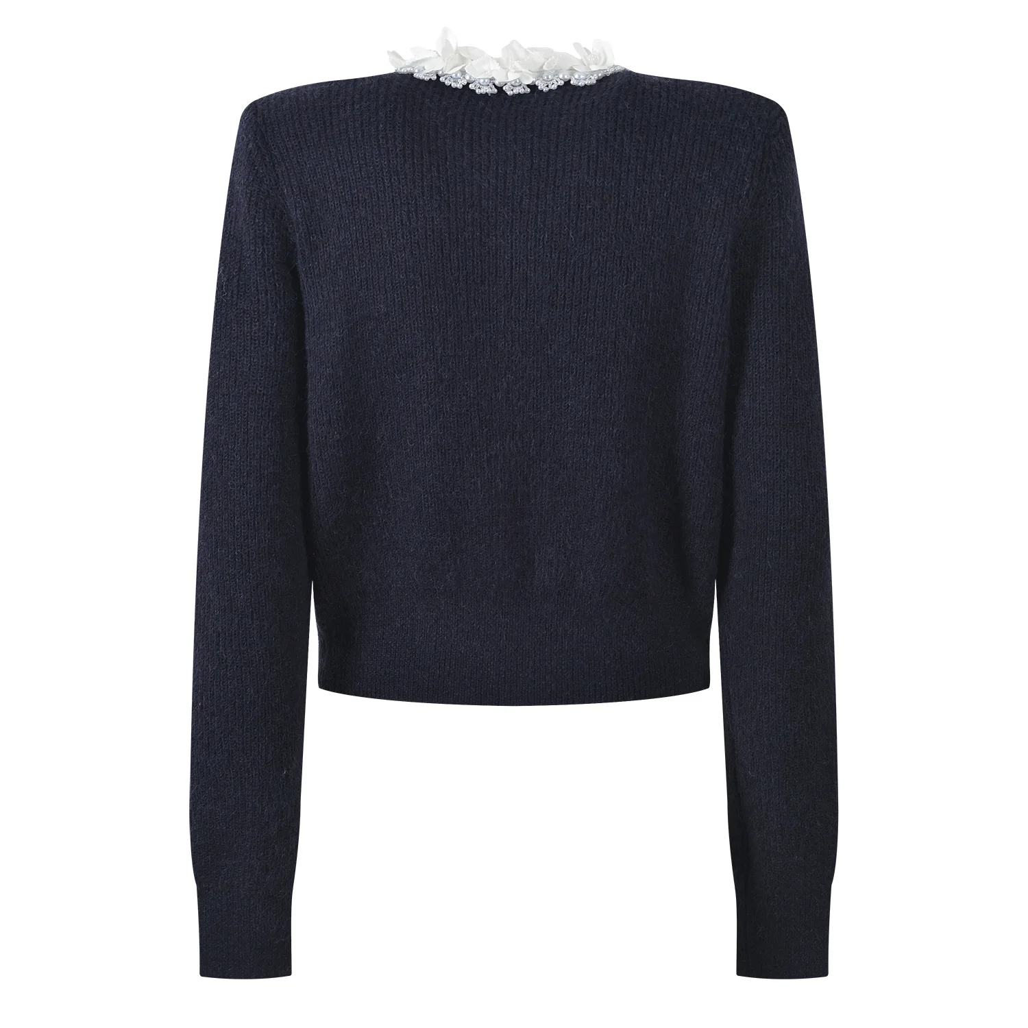 2026 Autumn Lady Flowers O-neck Long Sleeve Single-breasted Fashion Wear Women Designed Beading Colorblock Knits Cardigan
