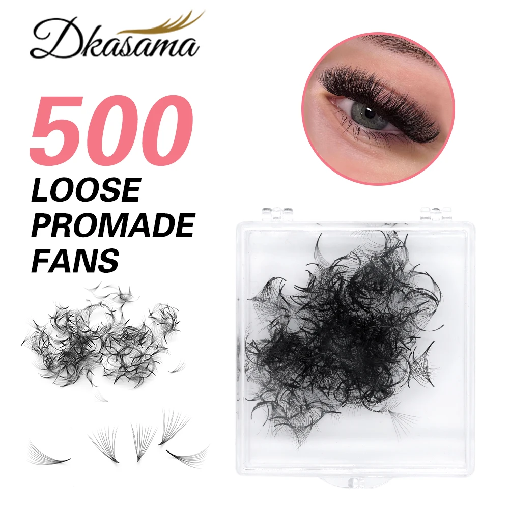 Dkasama 500 Loose Fan Lashes Medium Stem Premade Volume Fans 5D Sharp Thin Pointy Base Russian Volume Fans Eyelash Extension