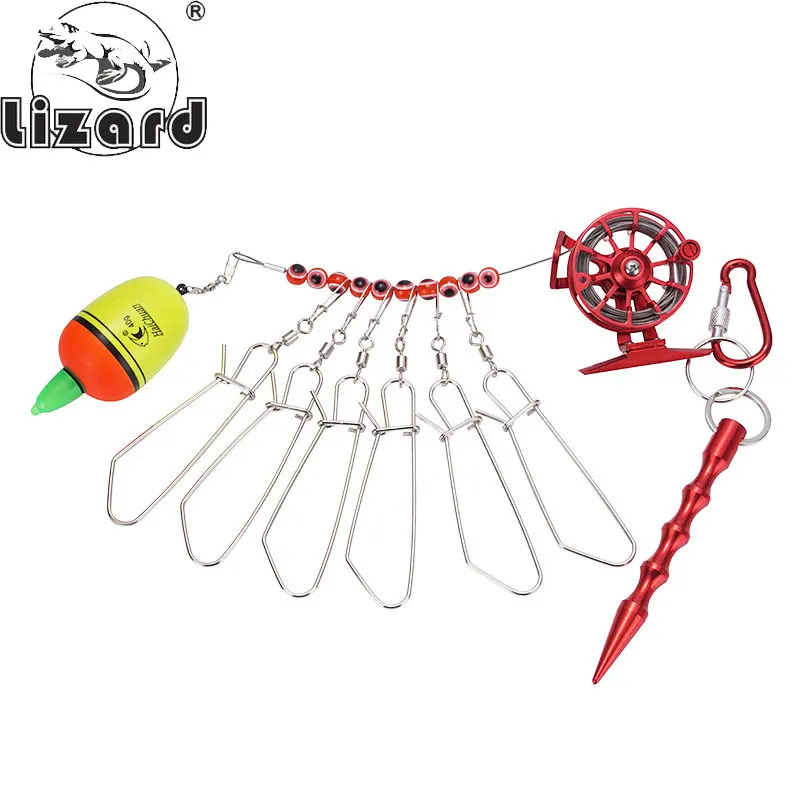 

Дорожная бегунка из нержавеющей стали в виде ящерицы, портативный замок для живой рыбы, Завязывающийся трос, подвесные рыболовные инструменты для рыбалки