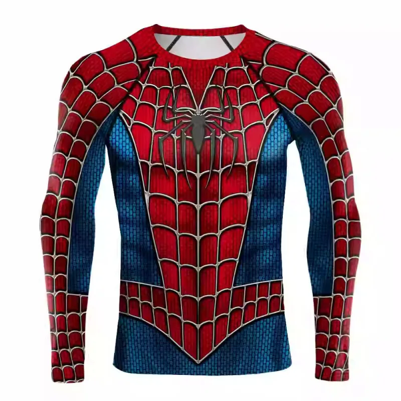 Spider Man Venom Series Fitness Suit Tight Sports Training Long Short Sleeve T-shirt for Men view 4