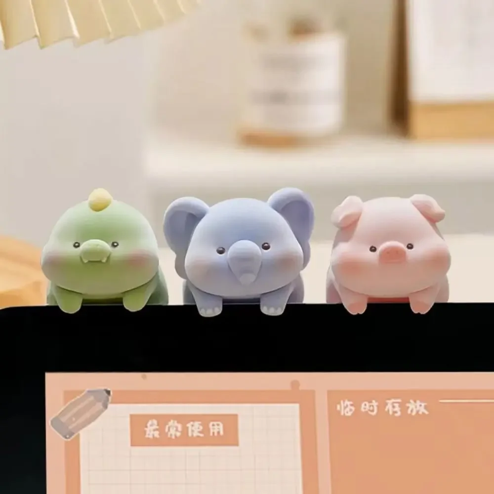 Flocking Computer Monitor Decoration Panda Dog Desk Ornament Screen Animal Model Cartoon Computer Display Center Console Doll