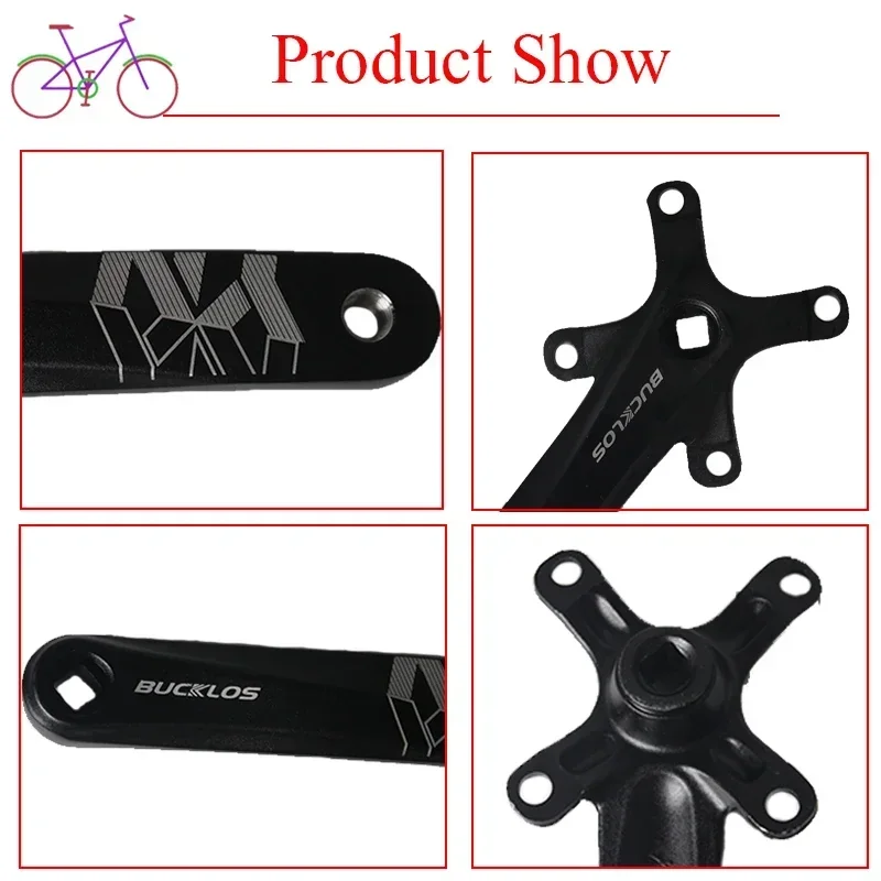 BUCKLOS Manovelle MTB 104mm BCD Alluminio MTB Manovella bici per corona singola Durevole Foro quadrato Guarnitura Accessori ciclismo