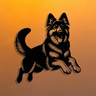 1 Piece Complicated German Shepherd Dog Metal Wall Art-Abstract Dog Design, Modern Craft Decoration, Suitable Home, Office, Livi