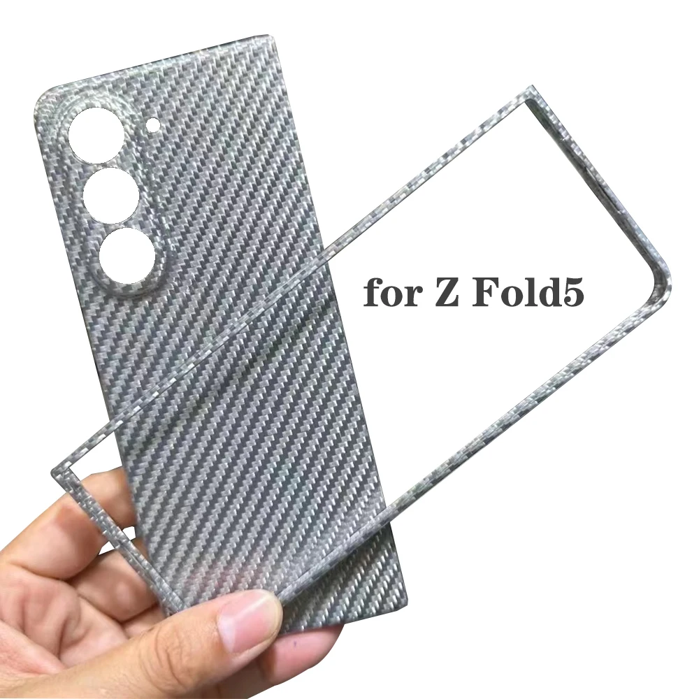 

Personalized Silver Aviation Material 100% Carbon Fiber Material Phone Case for Galaxy Z Fold5 Anti-shatter Shell.