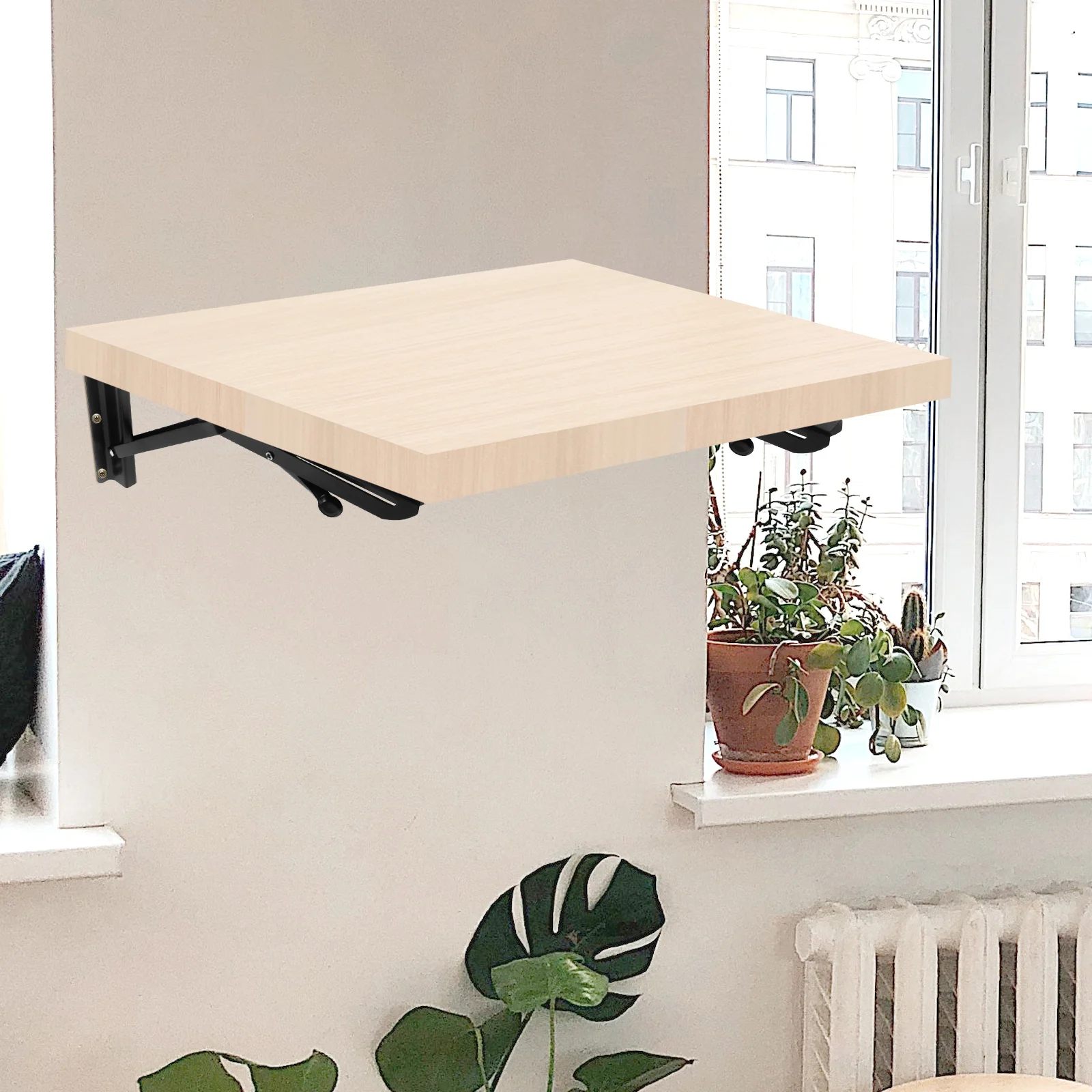 

Foldable Table Chair Heavy Duty Metal Shelf Support Black 12inch Wall Mounted Carbon Steel Smooth for for Wood