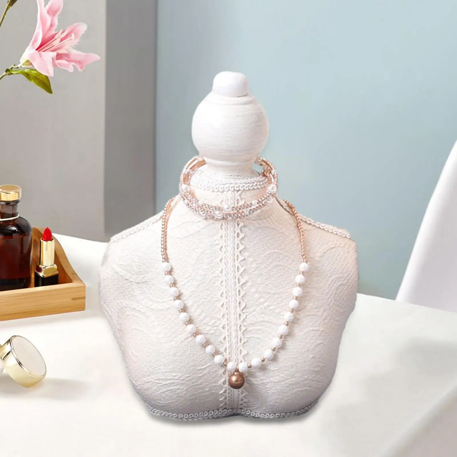 

Mannequin Jewelry Stand Display Bust Holder Organizer Girls Decoration Necklace Storage Holder for Countertop Presentation