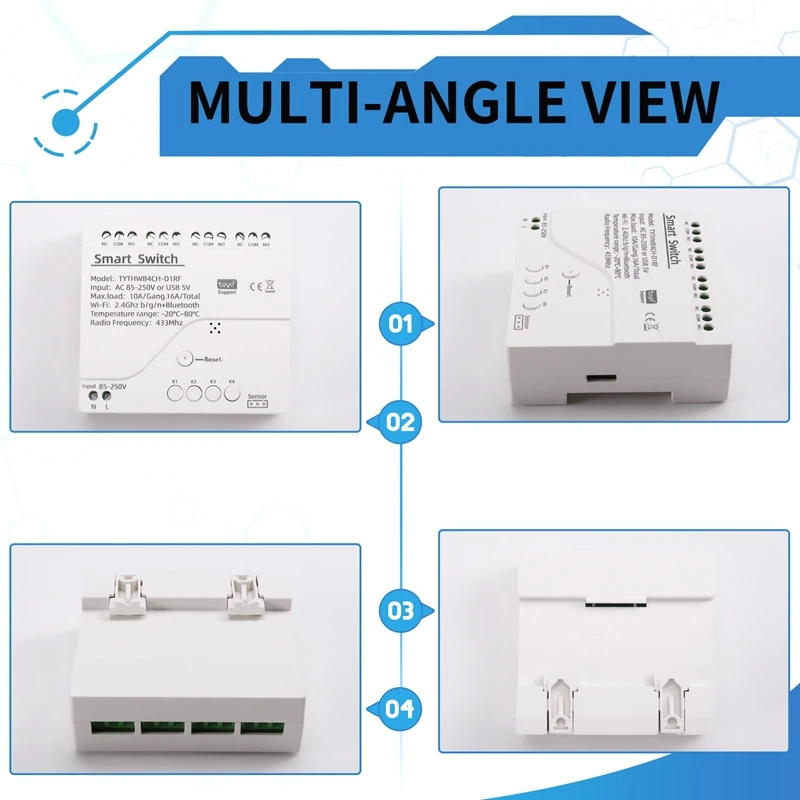 Tuya Wifi Smart Switch Temperature Sensor Monitor AC 85-250V Wireless Smart Switch For Alexa Google Home