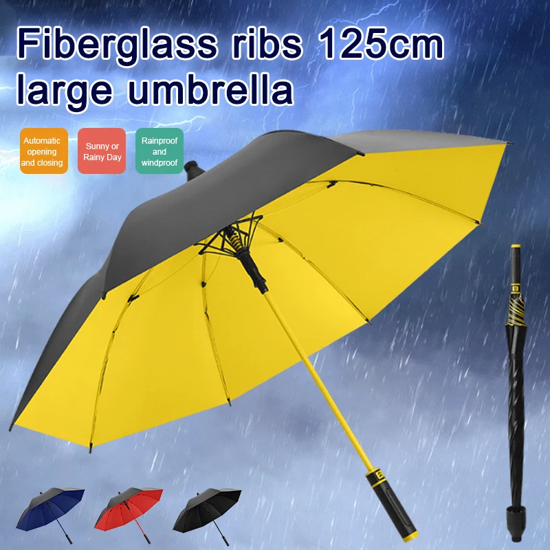 Light Luxury Waterproof Umbrella Automatic Golf Umbrella Long Handle Vinyl Fiber Umbrella