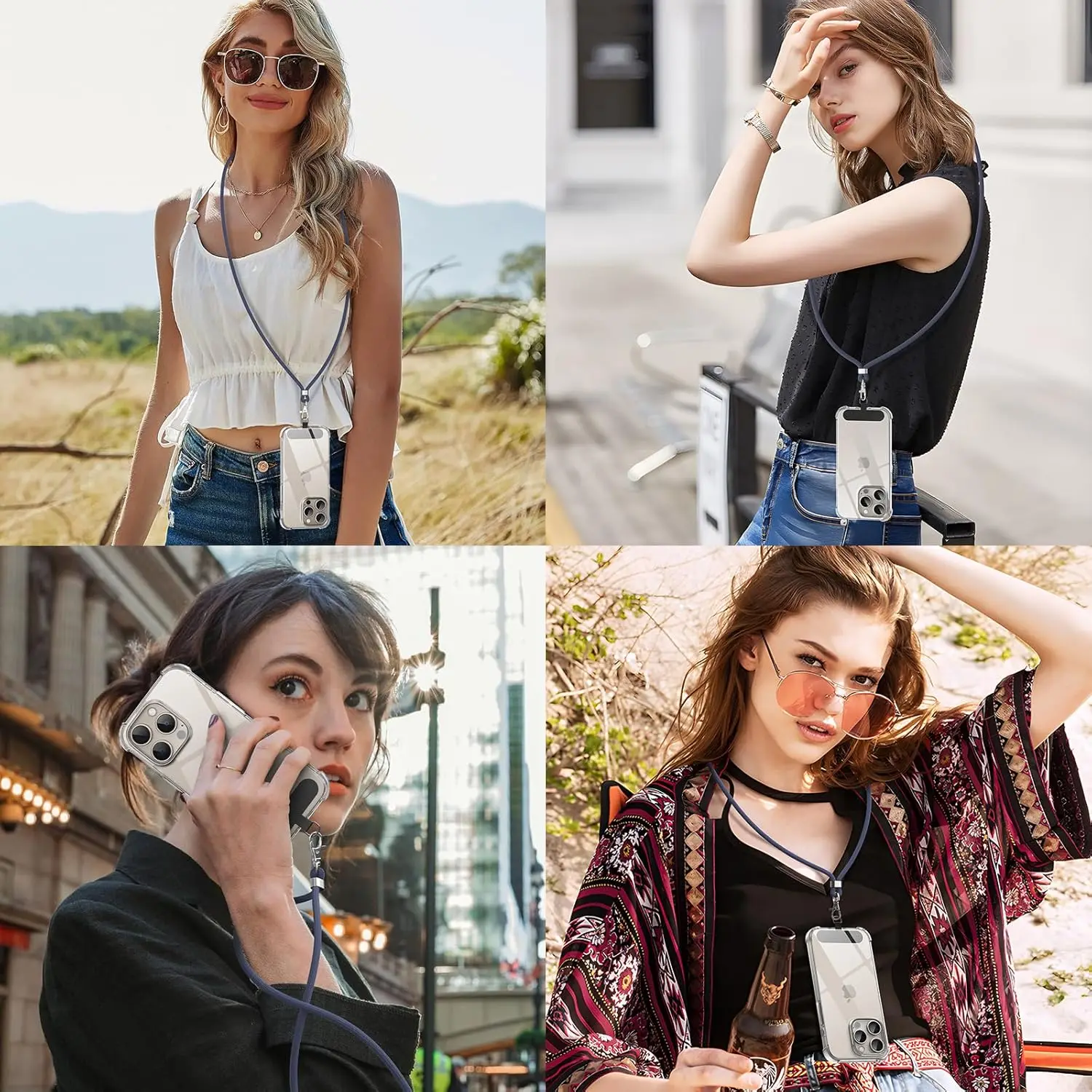 Phone Lanyard, Adjustable Strap, Adjustable and Removable Cell Phone Multifunctional Patch Lanyards Compatible with Smartphones