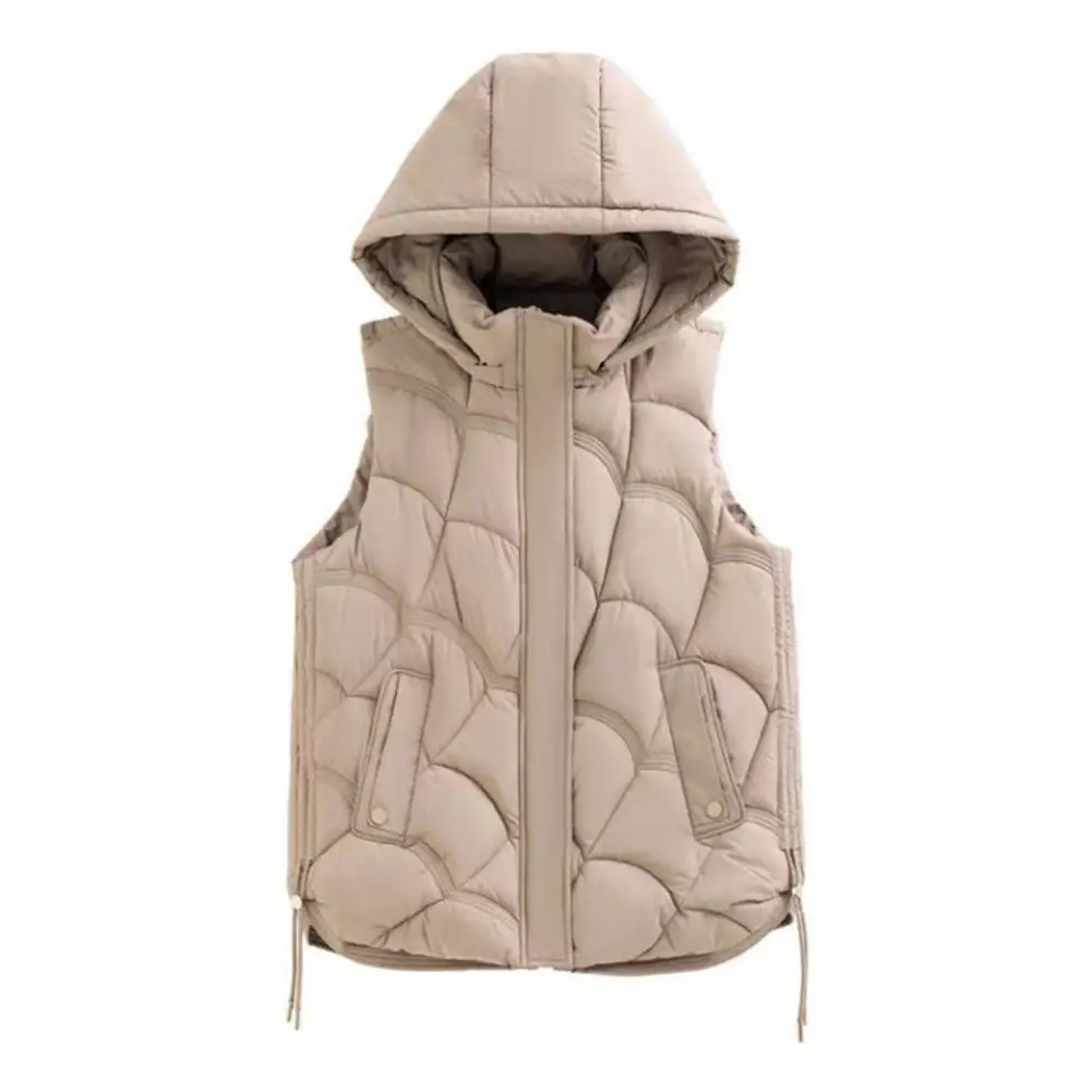 Cotton Waistcoat Stylish Women's Cotton Hooded Vest with Zipper Closure Sleeveless Waistcoat Outerwear for A Chic Look