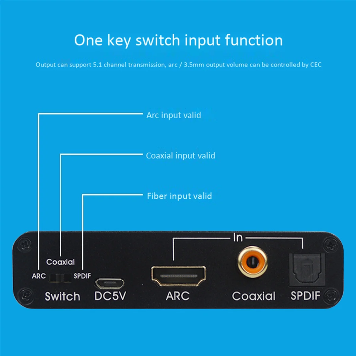 AT42 2X 192KHz ARC Audio Adapter Extractor Digital to Analog Audio Converter SPDIF Coaxial 3.5mm Jack Output