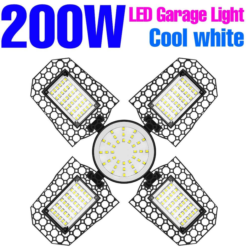 NONE LED-Garagenlampe, 220 V, Flutlicht, E27, Glühbirne, 200 W, 300 W, 400 W, Industriebeleuchtung, zusammenklappbares Lager, Lampara, Fitnessstudio, Deckenleuchte 8