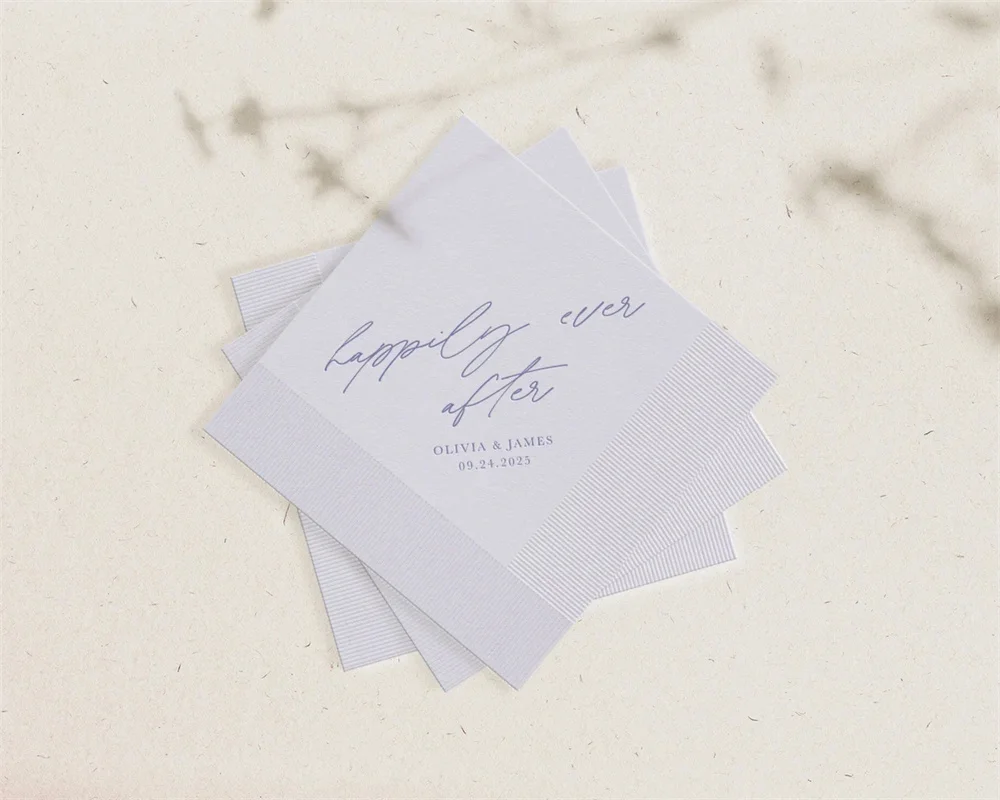 50PCS Custom Personalized Wedding Napkins, Elegant Modern Serviettes, Simple Minimalist Cocktail, Luncheon, Customizable Elegant
