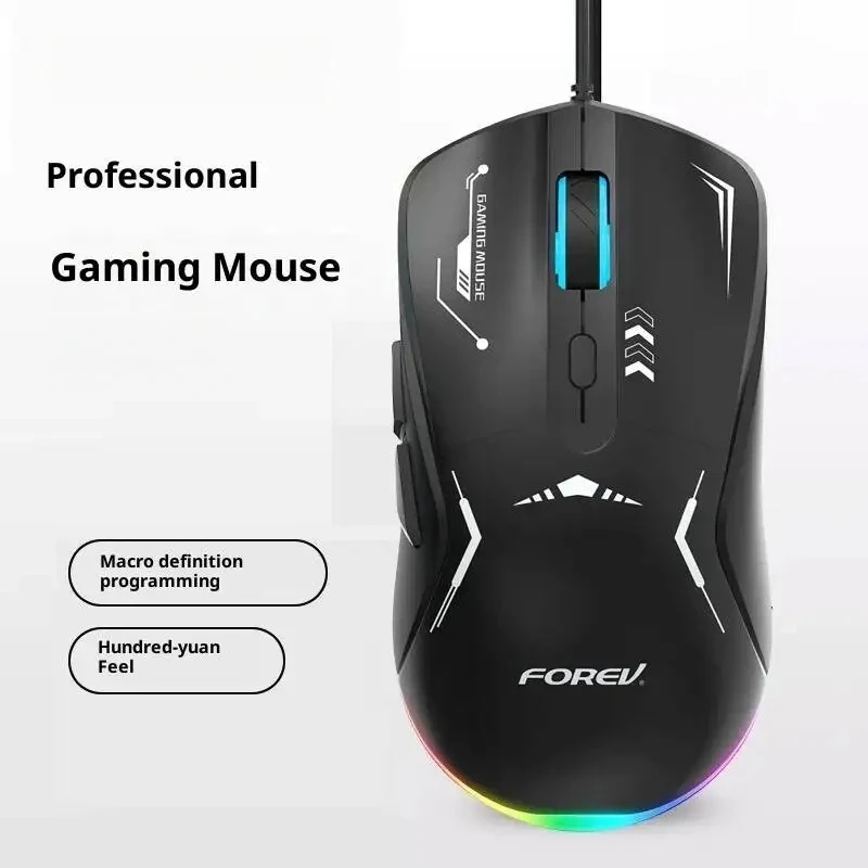 

Wired USB Gaming Mouse Ergonomic 4 Level Adjustable DPI RGB Breathing Light Macro Programmable Anti Slip for PC Laptop Desktop