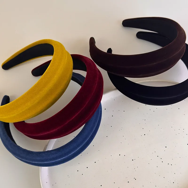 

Текстурированные бархатные повязки на голову в стиле ретро, широкая повязка для волос для женщин, темпераментный обруч для волос, осенне-зимняя мода, универсальные аксессуары для волос
