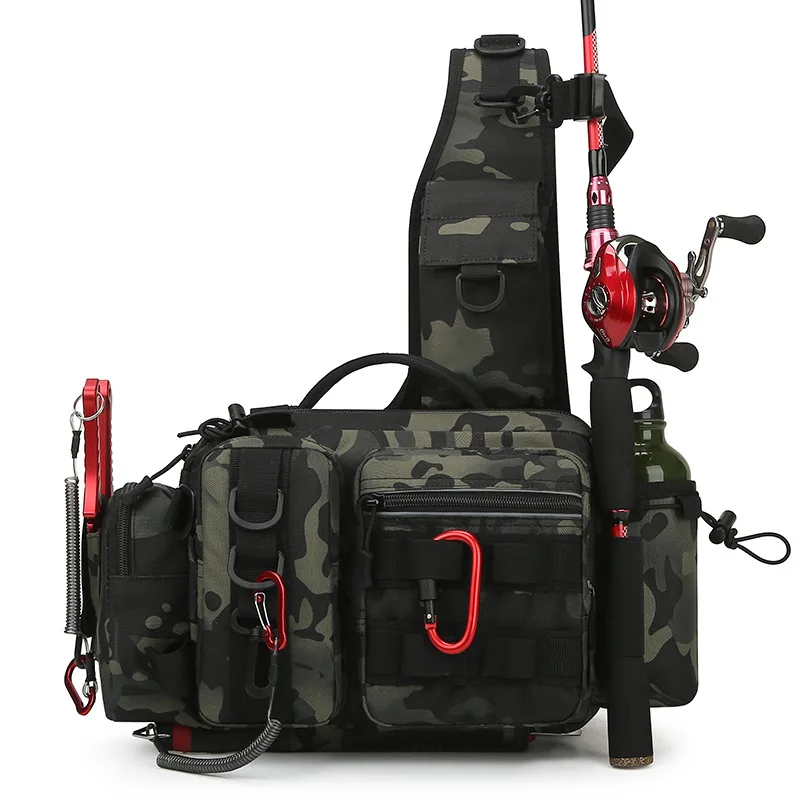 

2025 New Large Capacity Lure Package Waist Single Shoulder Crossbody Pocket Outdoors Fishing Rod Bags Bait Box Fishing Gear Bag
