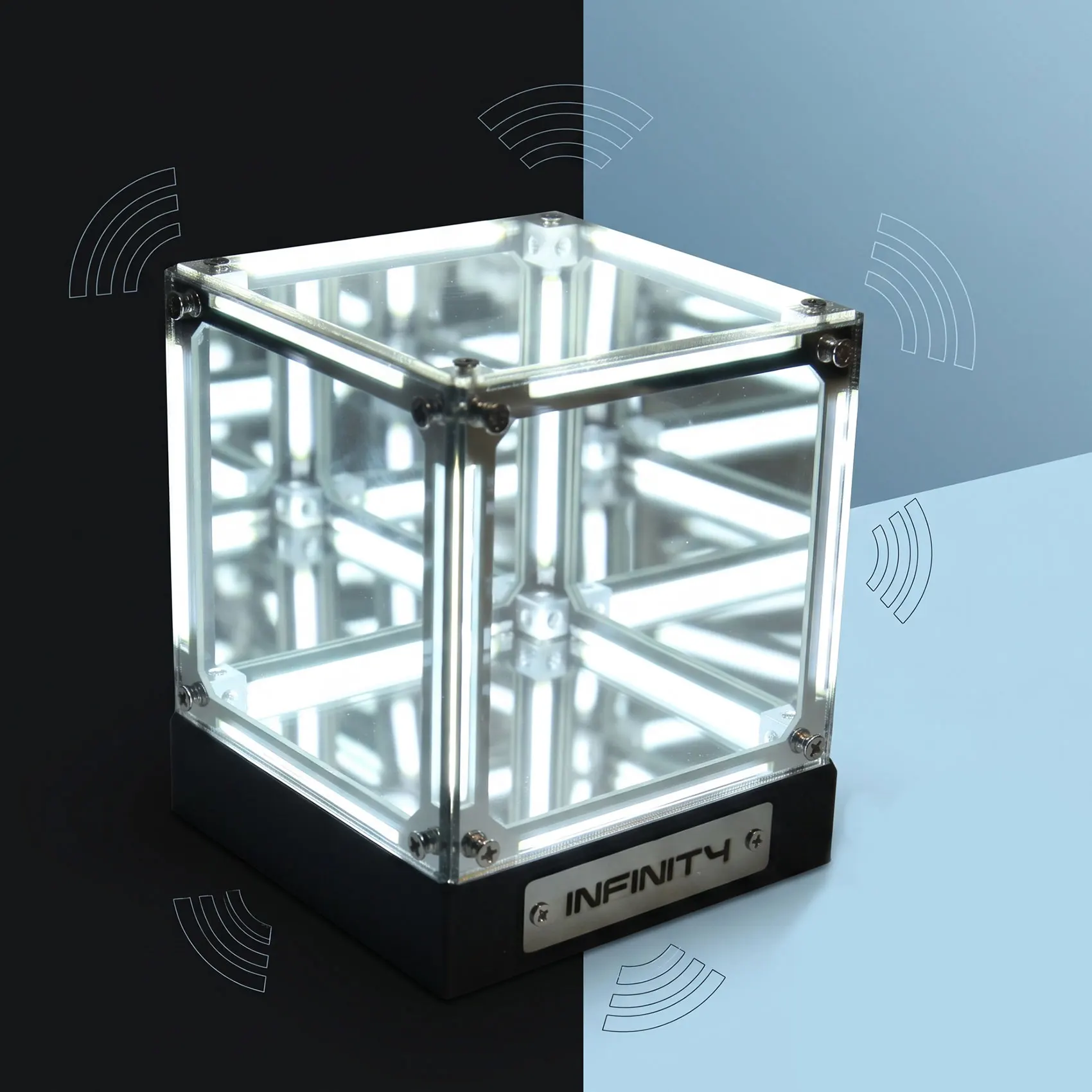 ABUI-Hypercube LED Box DIY Wireless Table Light Figure Display Case 4D Box Abyss Tunnel Ornament White Light
