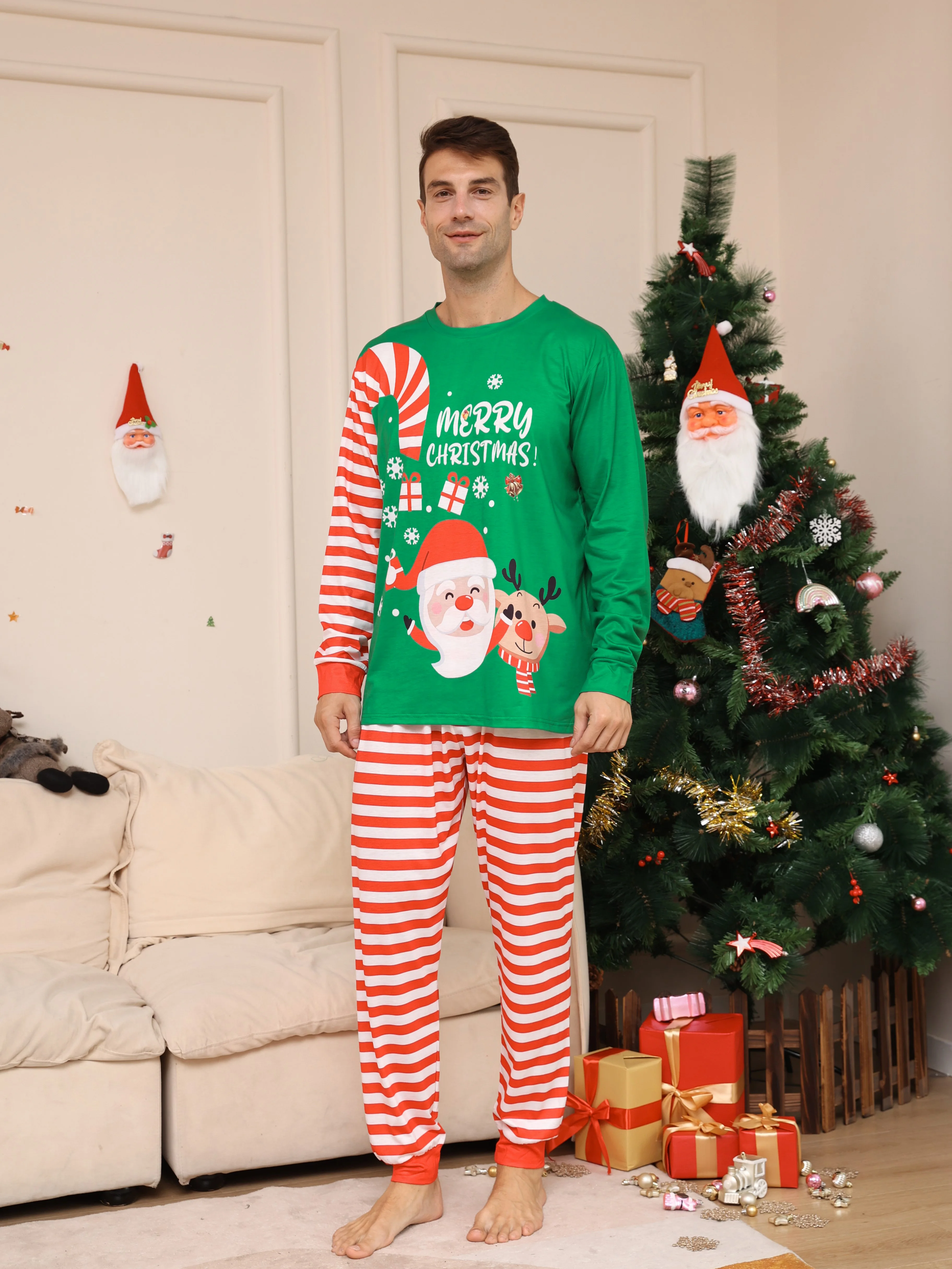 

Men's Christmas Pajama Set - Superior Quality, Ultra - Soft Fabric with Festive Santa Prints