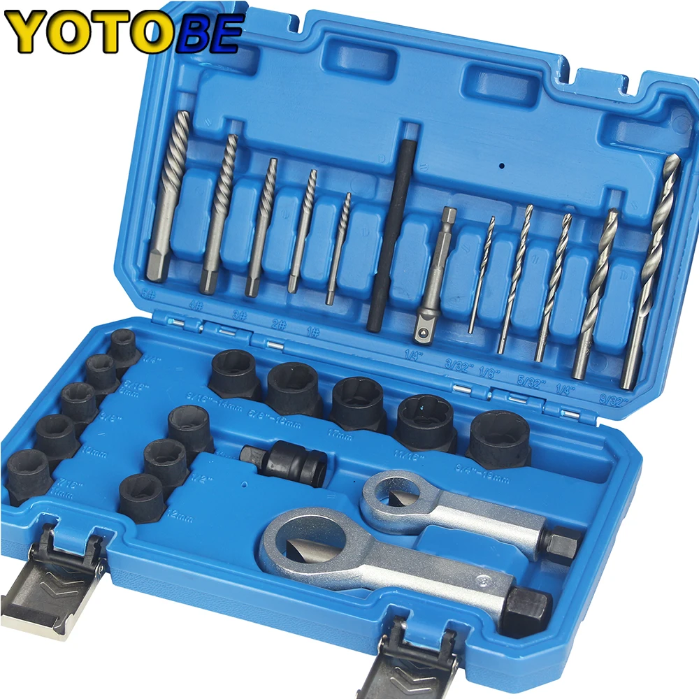 

28pcs Stuck Nut Bolts Extractor Damaged Nut Screw Remover Set Broken Nut Bolt Extractor Rust Nut Screw Removal Tools Kit