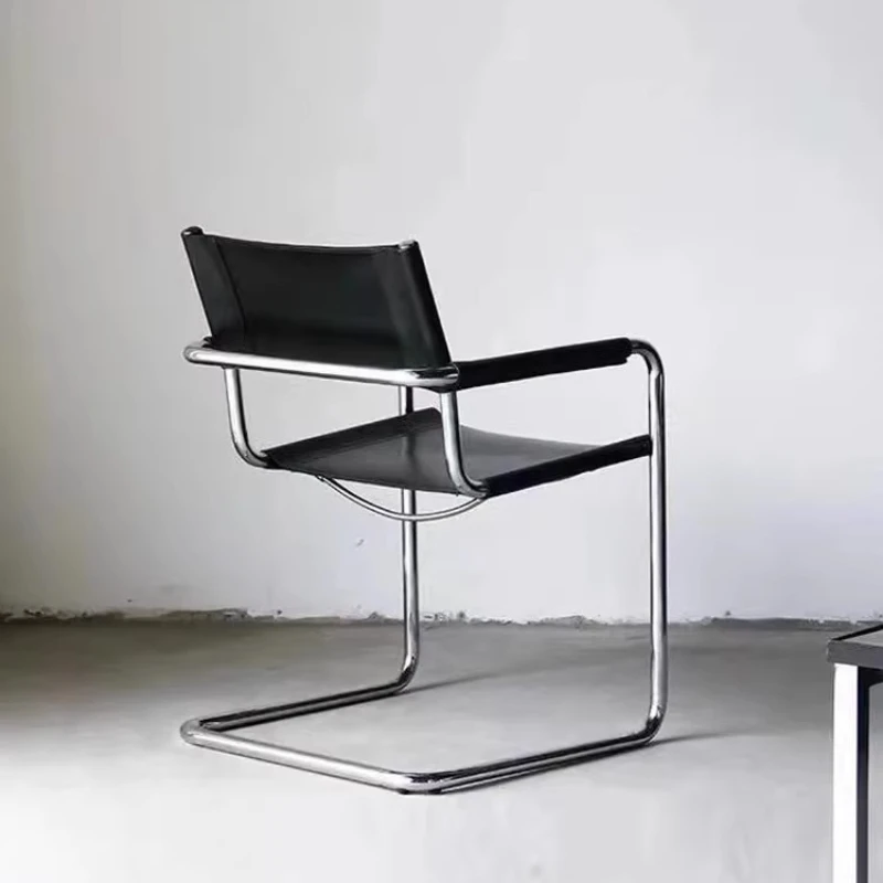 Bauhaus Style Office Chair Mid-Century Dining Chair Premium Stainless Steel Frame Trending Armchair