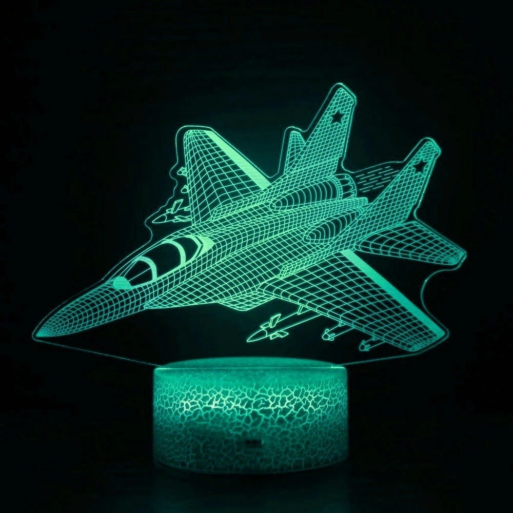 Plane 3D Illusion Lamp Aircraft LED Night Light Color Changing for Men Boy Kids Room Decor Airplane Gifts for Christmas Birthday