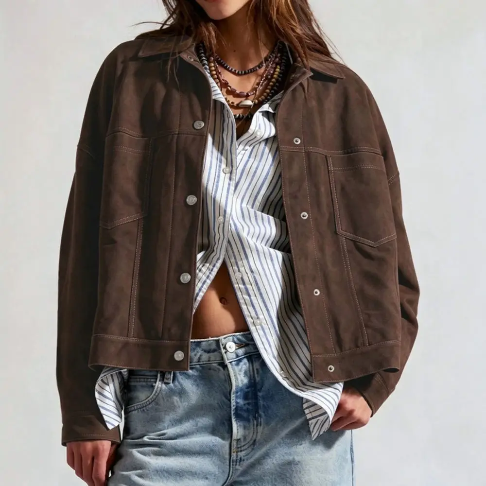 Womens Elegant Windbreaker Autumn Winter Casual Trench Coat Long Sleeve Lapel Jacket Professional Slim Fit Basic Outerwear