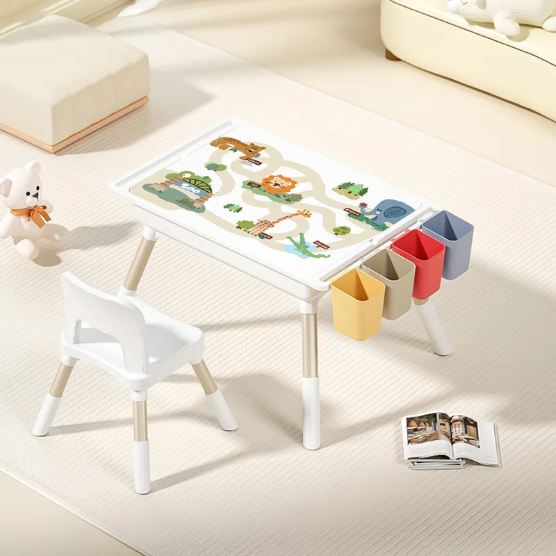 Wholesale Modern Plastic Kids Activity Table Chair Set Multifunctional Building Block Table Drawing Paper Roll Height Adjustable