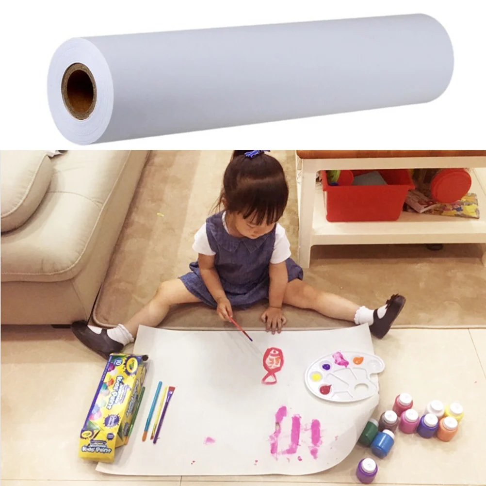 Imagem -05 - Rolo de Papel de Desenho Branco Boletim Rolls de Papel para Kid Craft Activity And Painting Papel Aquarela 45cm x 10m