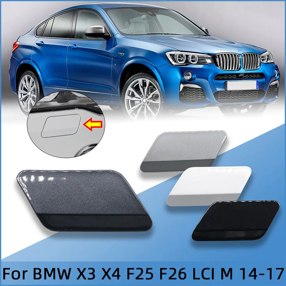 Auto Parts Headlight Washer Cover Cap For BMW X3 X4 F25 F26 LCI M-Sport 2014-2017 High Quality Spray Paint Black White Silver