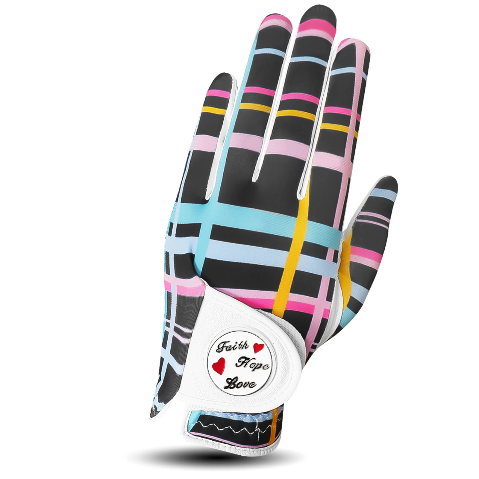 Golf Gloves Women Left Right Hand Leather with Ball Marker 1 Pack,  All Weather Glove for Right Left Handed Golfer