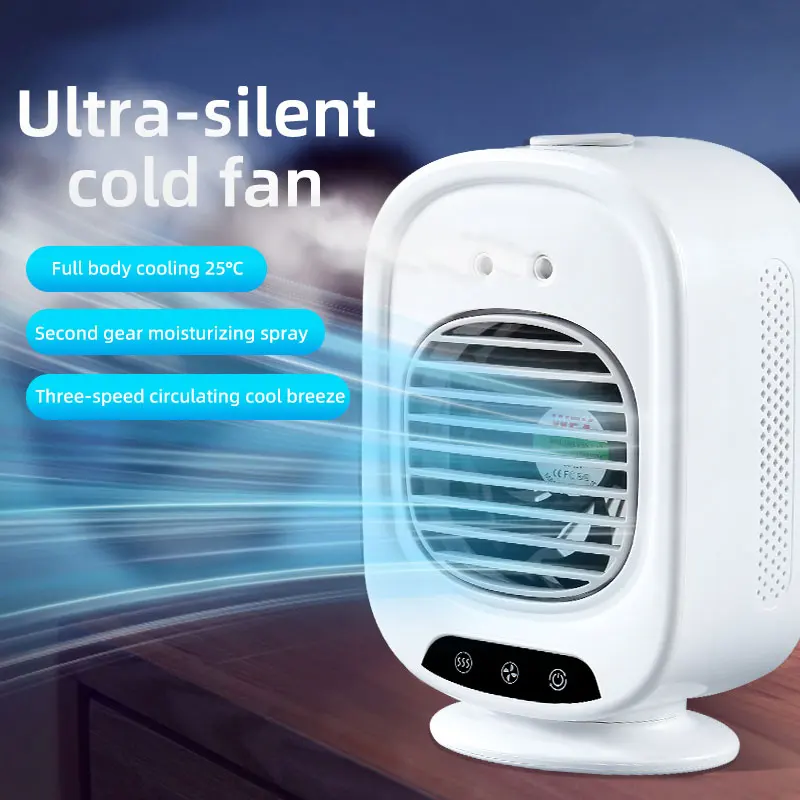 Portable Humidifier Fan Three In One, Mini USB Air Conditioning Fan,With Battery, Home Fun Air Cooler Humidifier，Outdoor Camping