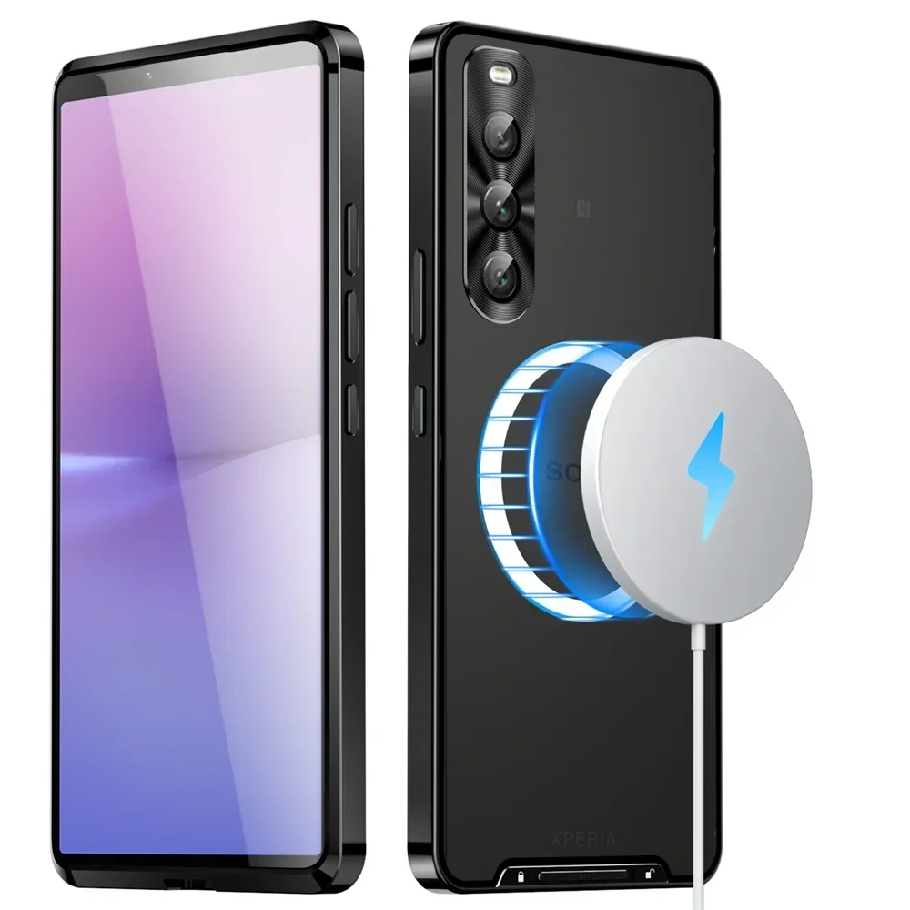 حافظة معدنية مقاومة للصدمات Magsafe لهاتف Sony Xperia 1 VI حافظة من الألومنيوم بإطار غير لامع غطاء PC لهاتف Sony Xperia 1 VI 10 IV