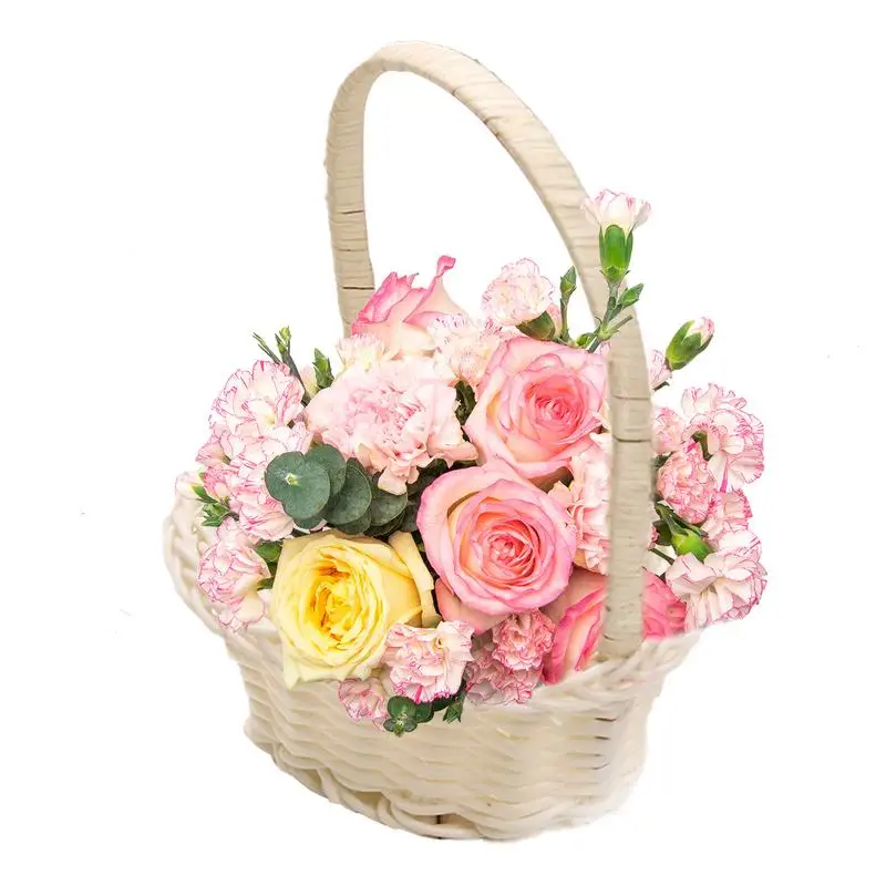 Wedding Flower Girl Basket Woven Rattan Heart Shaped Flower Storage Basket Home Wedding Party Festival Handmade Decoration