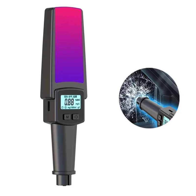 A25P 2-in-1-Handheld-Alkoholtester, digitaler Atemalkoholtester mit Sicherheitshammer, Fensterbrechen, Blastyp, Alkoholtester