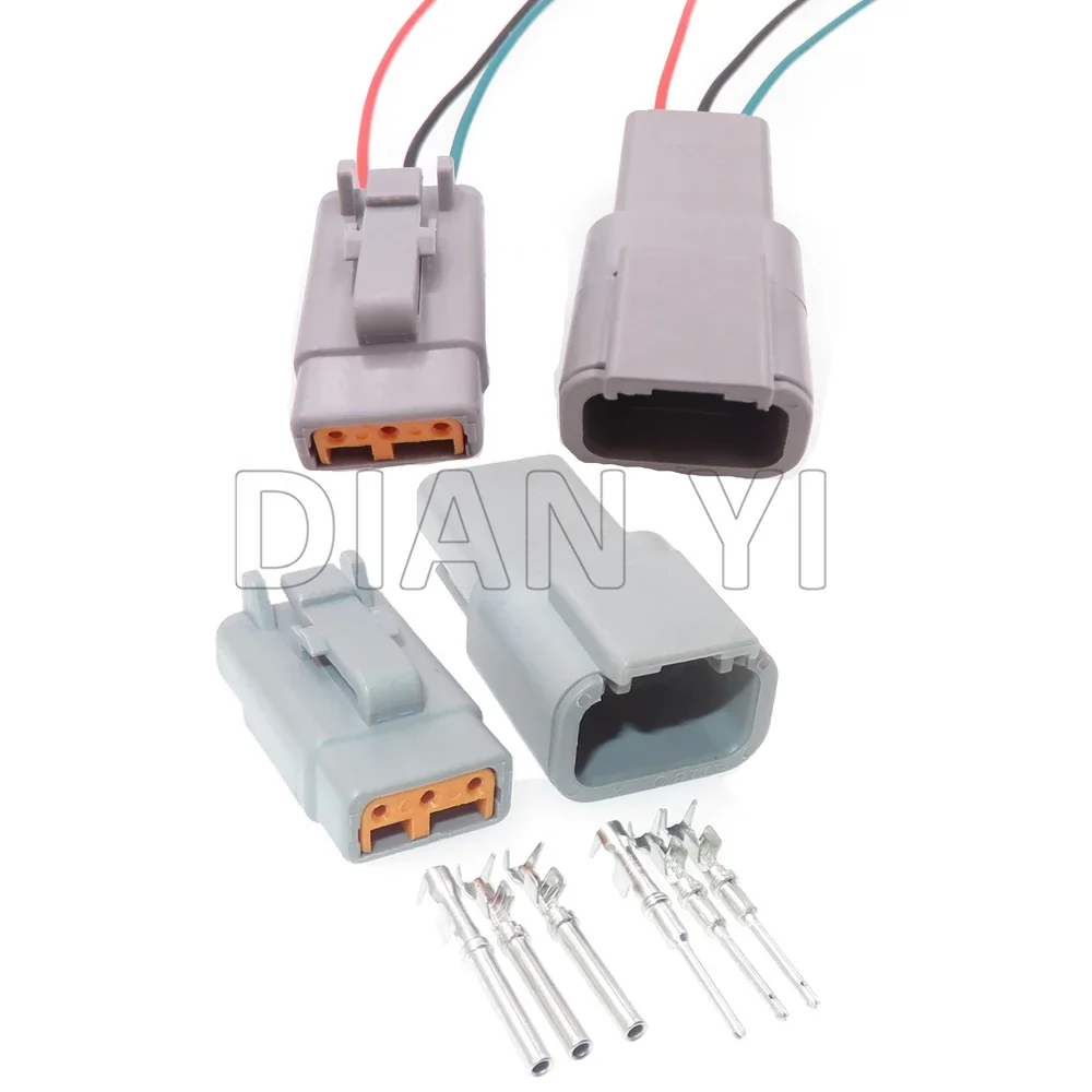 1 Set 3 Way DTM06-3S DTM04-3P AC Assembly Auto Electric Socket With Cables Car Plastic Housing Sealed Plug ATM04-3P ATM06-3S