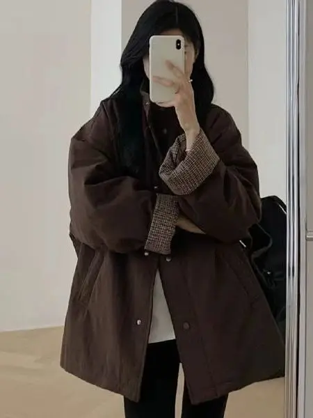 

Korean Style Lightweight Warm Cotton Jacket Women's Winter New Loose Slimming Mid-Length Cotton Coat Outerwear