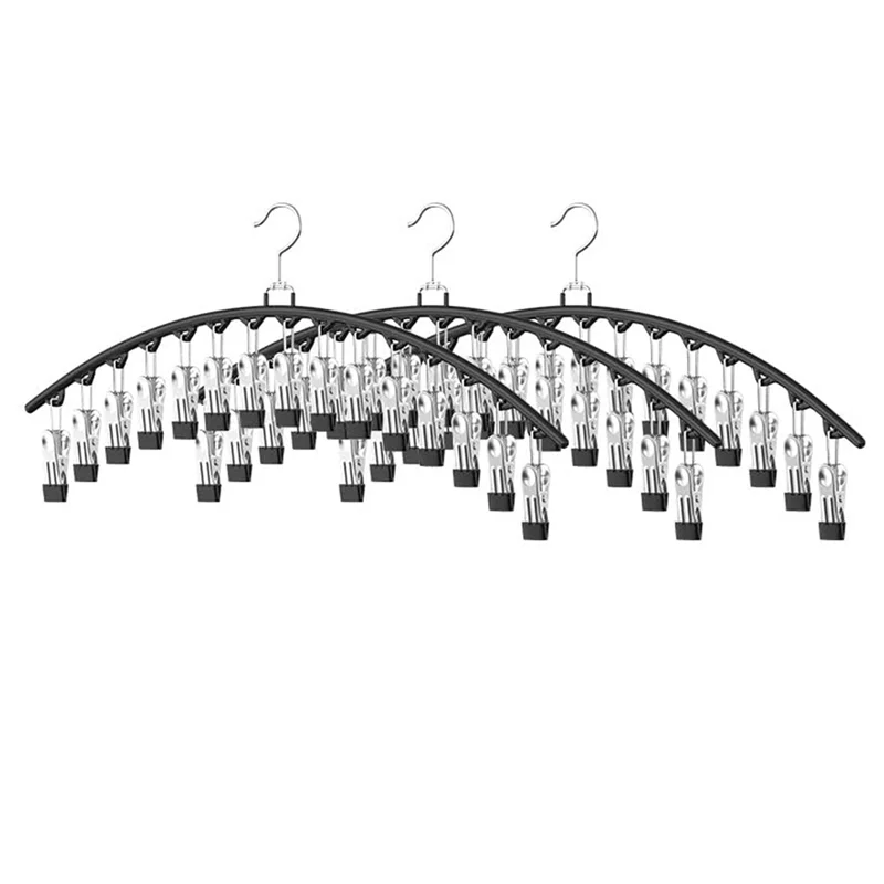 Förderung! 3er-Pack Legging-Organizer zum Aufhängen am Schrank, Hosenbügel mit 15 Clips, für Hosenbügel, platzsparende Kleiderbügel