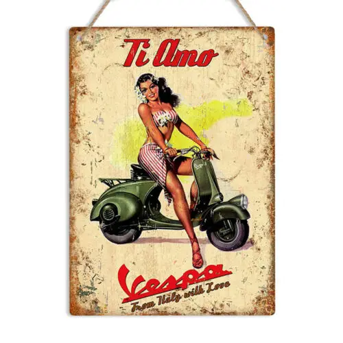 VESPA ITALIAN ADVERT Retro Metal Wall Sign Vintage Plaque Man Cave Bar Motorbike