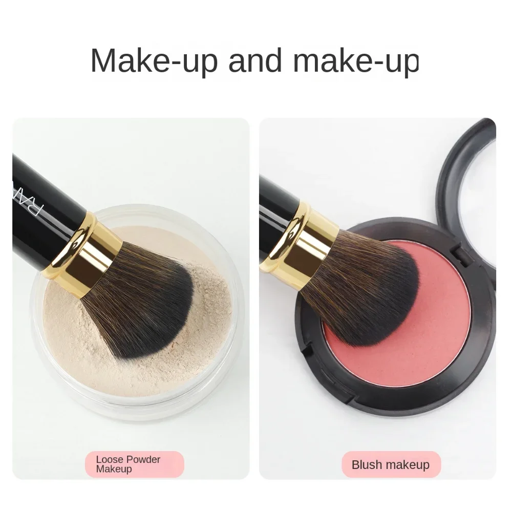 Small Retractable Face Powder Blush Highlight Brush Cosmetic Brush Mini Portable Fiber Hair Metal Handle Brush Makeup Tool Women