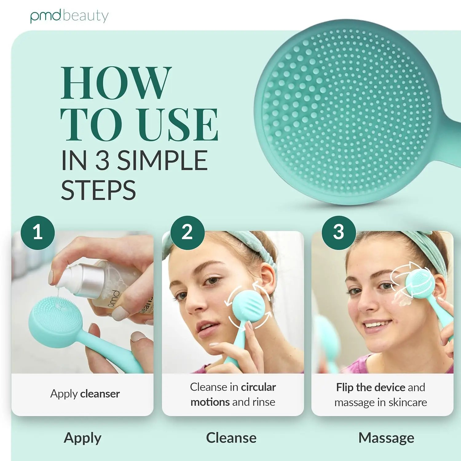 Smart Facial Cleansing Device with Silicone Brush & Anti-Aging Massager for Deep Clean Skin