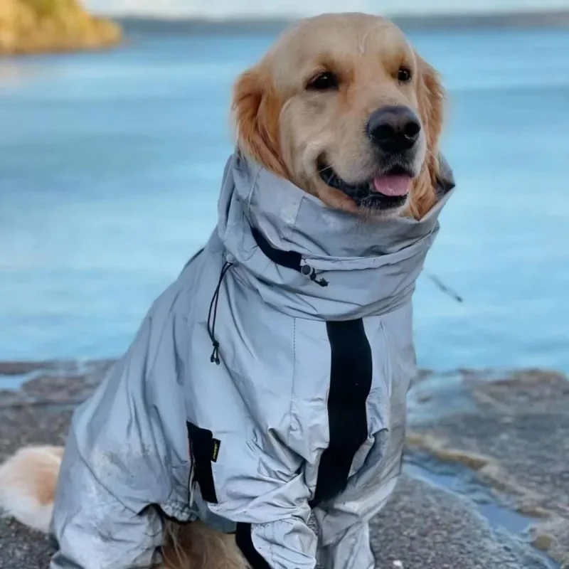 Dog charge raincoat reflective medium and large dog golden retriever Samoyed four-legged all-inclusive waterproof poncho suit