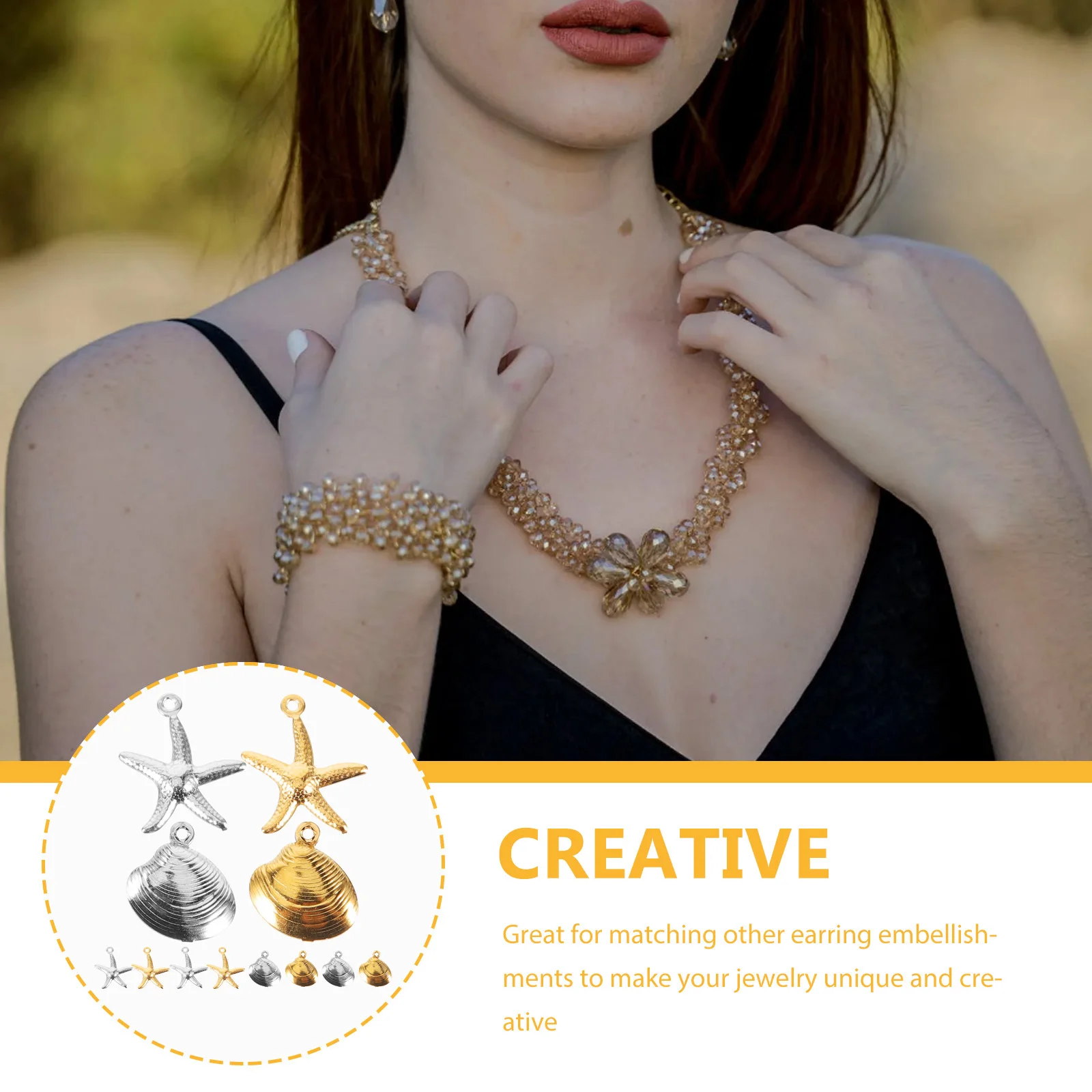 

1 set 1 Set Of Sea Star Shell Charms Stainless Steel Pendants For Diy Jewelry Making Handmade Earrings Bracelets Necklaces Craft